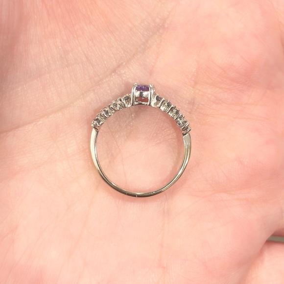 Vintage 10K White Gold Tanzanite & Alexandrite Ring - Size 7.25 - Picture 7 of 11